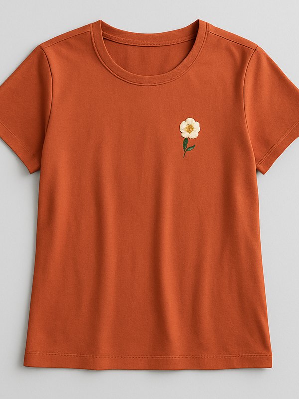 Camiseta fotografada sobre uma superfície lisa